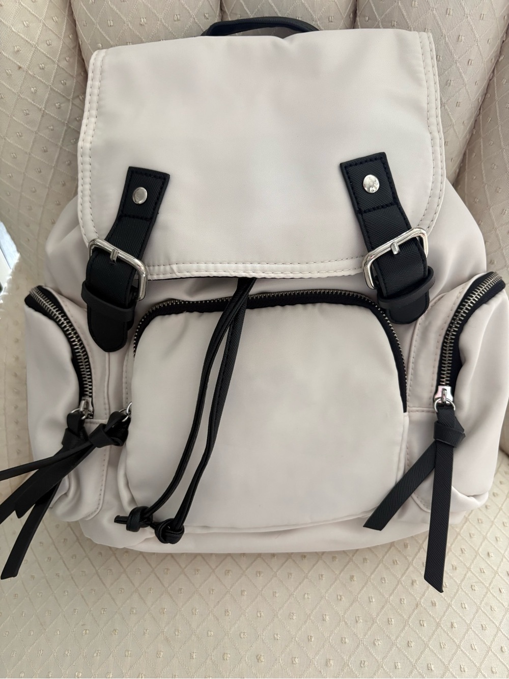 Forever 21 White and Black Mini Backpack